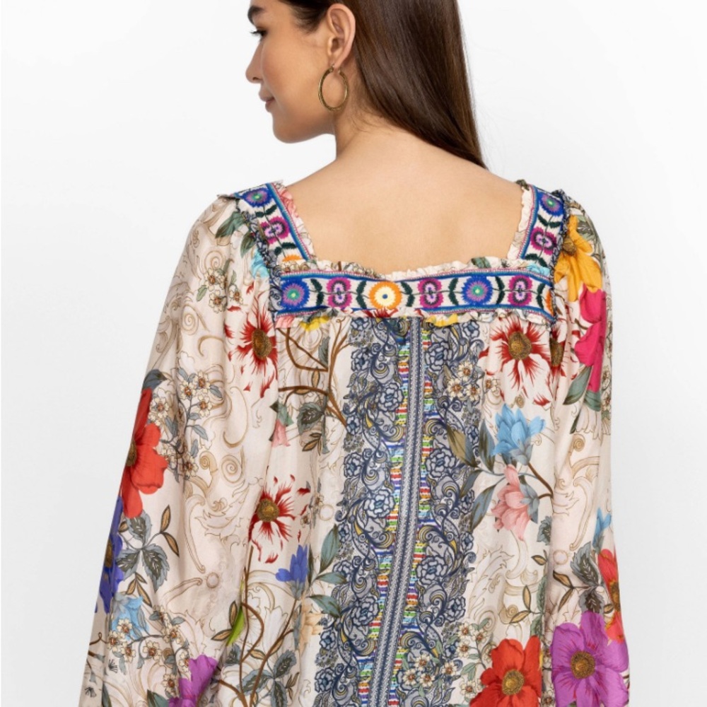 Johnny Was Archibal Silk Floral Blouse - Picture 2 of 6